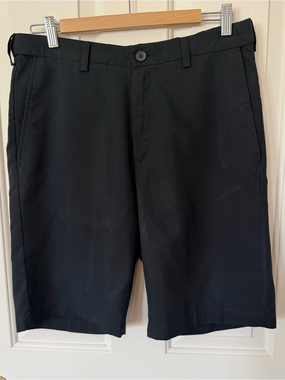 Men's Flat Front Black Shorts - Classic Tailored Style